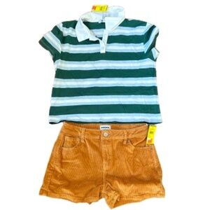 Tilly’s RSQ Corduroy Shorts Rugby Polo Shirt Kid’s Large / 16